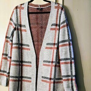 Yest Plaid Knit Cardigan Sweater | Open Front | Size 10